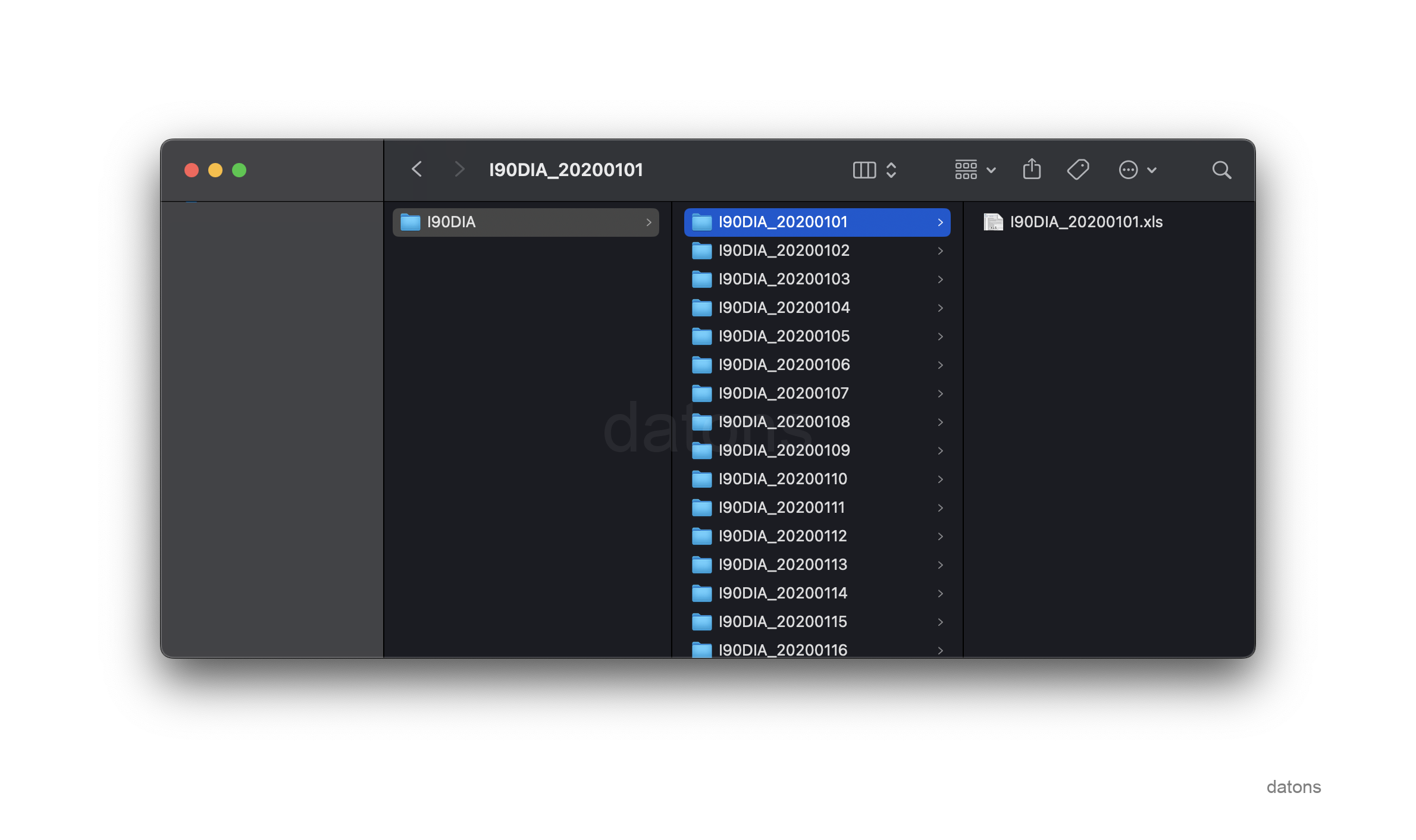 Archivos Excel descomprimidos del archivo I90